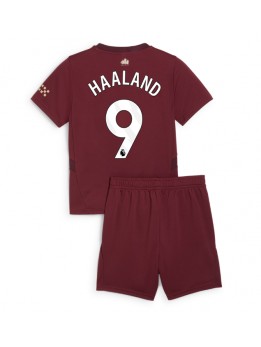 Billige Manchester City Erling Haaland #9 Tredjedraktsett Barn 2024-25 Kortermet (+ Korte bukser)